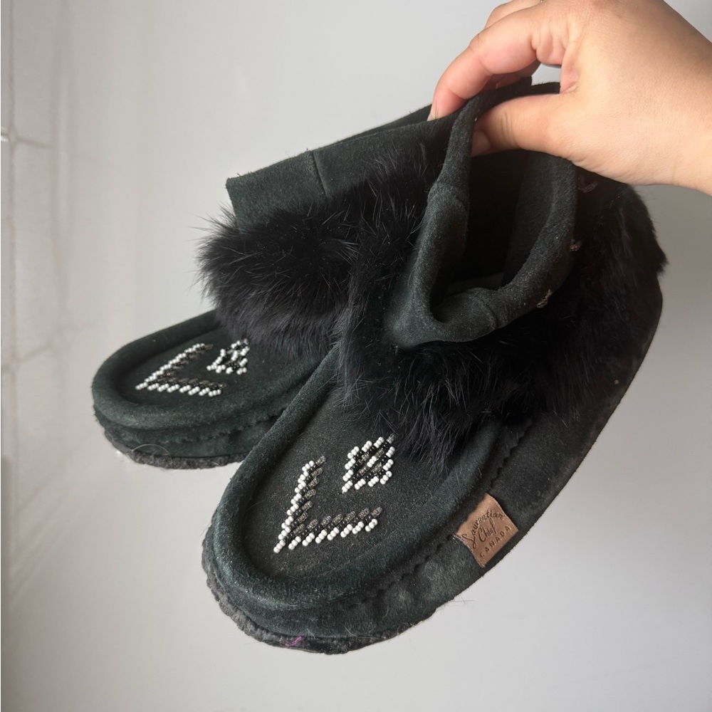 Black ankle moccasins